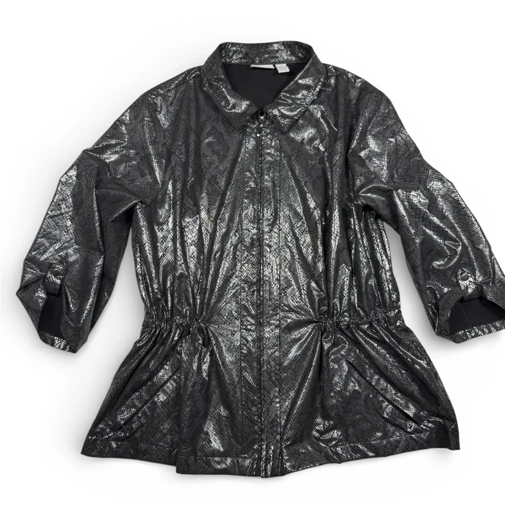 Zenergy by Chico’s metallic snake print jacket. - Picture 1 of 9